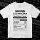 Funny Sound Technician Nutrition Facts Editable Vector T-shirt Design in Ai Svg Png Files