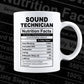 Funny Sound Technician Nutrition Facts Editable Vector T-shirt Design in Ai Svg Png Files