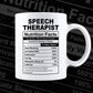 Funny Speech Therapist Nutrition Facts Editable Vector T-shirt Design in Ai Svg Png Files