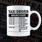 Funny Taxi Driver Hourly Rate Editable Vector T-shirt Design in Ai Svg Files