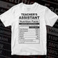 Funny Teacher's Assistant Nutrition Facts Editable Vector T-shirt Design in Ai Svg Png Files