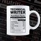 Funny Technical Writer Nutrition Facts Editable Vector T-shirt Design in Ai Svg Png Files