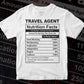 Funny Travel Agent Nutrition Facts Editable Vector T-shirt Design in Ai Svg Png Files