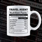 Funny Travel Agent Nutrition Facts Editable Vector T-shirt Design in Ai Svg Png Files