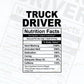 Funny Truck Driver Nutrition Facts Editable Vector T-shirt Design in Ai Svg Png Files
