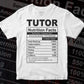 Funny Tutor Nutrition Facts Editable Vector T-shirt Design in Ai Svg Png Files