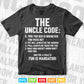 Funny Uncle Gifts From Niece Nephew The Uncle Code Svg T shirt Design.