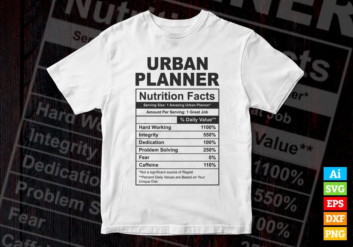 Funny Urban Planner Nutrition Facts Editable Vector T-shirt Design in Ai Svg Png Files