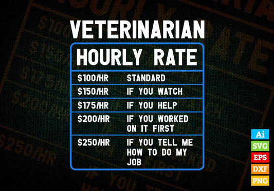 Funny Veterinarian Hourly Rate Editable Vector T shirt Design In Svg Png Printable Files