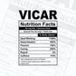 Funny Vicar Nutrition Facts Editable Vector T-shirt Design in Ai Svg Png Files