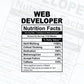 Funny Web Developer Nutrition Facts Editable Vector T-shirt Design in Ai Svg Png Files