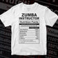 Funny Zumba Instructor Nutrition Facts Editable Vector T-shirt Design in Ai Svg Png Files