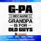 G-pa Because Grandpa Is For Old Guys Editable T shirt Design In Ai Png Svg Cutting Printable Files