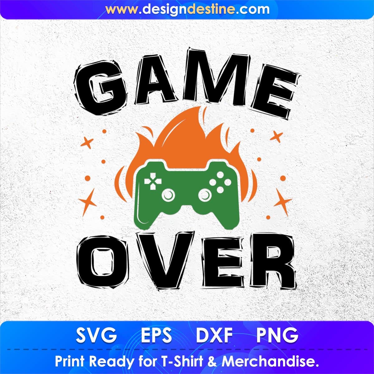 Game Over Video Game T shirt Design In Svg Png Cutting Printable Files