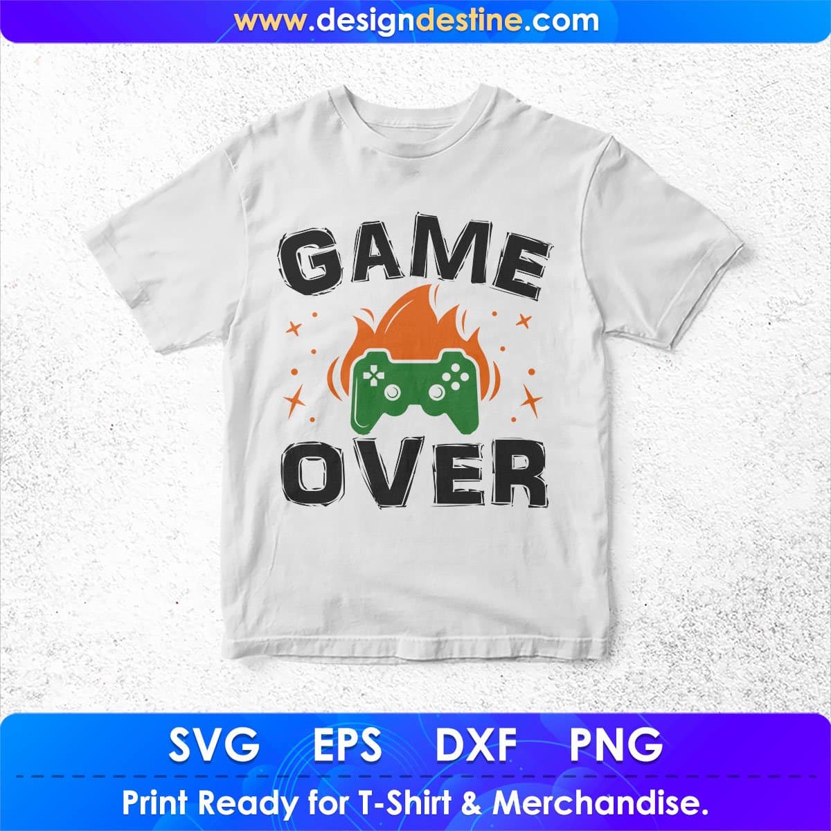 Game Over Video Game T shirt Design In Svg Png Cutting Printable Files