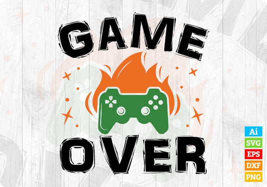 Game Over Video Game T shirt Design In Svg Png Cutting Printable Files