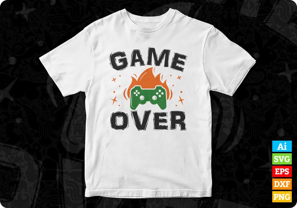 Game Over Video Game T shirt Design In Svg Png Cutting Printable Files