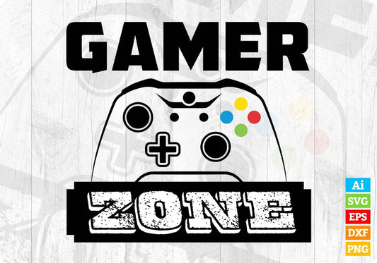 Gamer Zone Video Game T shirt Design In Svg Png Cutting Printable Files