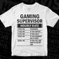 Gaming Supervisor Hourly Rate Editable Vector T-shirt Design in Ai Svg Files