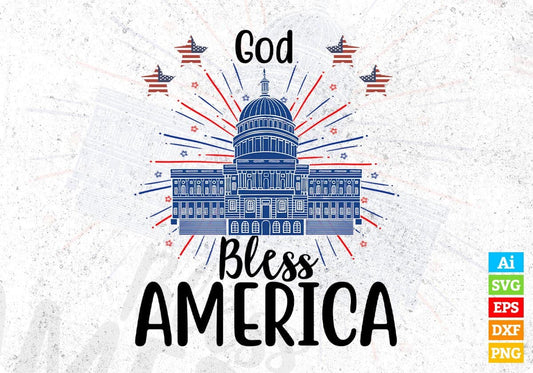 God Bless America 4th Of July T shirt Design In Svg Png Cutting Printable Files