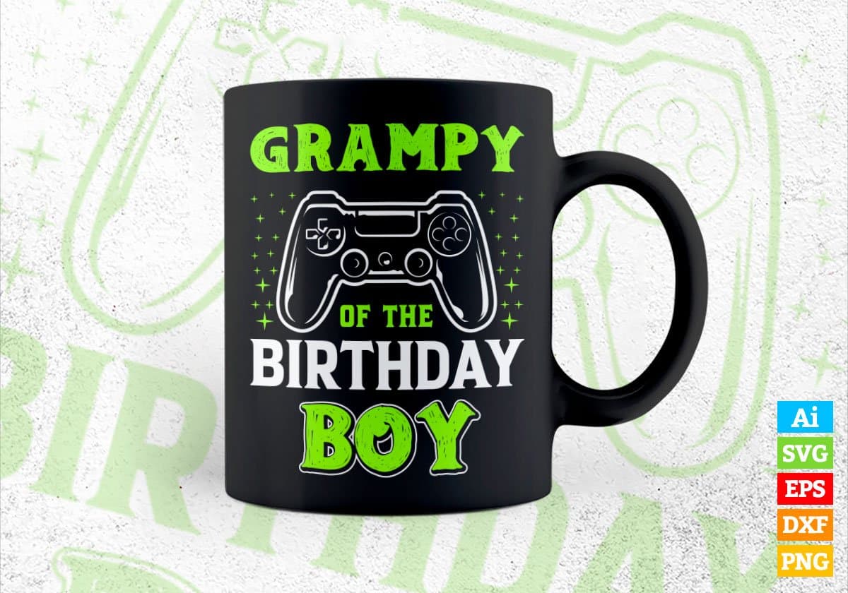 Grampy Of The Birthday Boy With Video Gamer Editable Vector T-shirt Design in Ai Svg Files