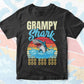 Grampy Shark Father's Day Vintage Editable Vector T-shirt Design in Ai Svg Png Files
