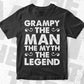 Grampy The Man The Myth The Legend Father's Day Gift Vector T-shirt Design in Ai Svg Png Cutting Printable Files