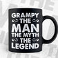 Grampy The Man The Myth The Legend Father's Day Gift Vector T-shirt Design in Ai Svg Png Cutting Printable Files
