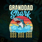 Grandad Shark Father's Day Vintage Editable Vector T-shirt Design in Ai Svg Png Files