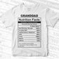 Granddad Nutrition Facts Father's Day Editable Vector T-shirt Design in Ai Svg Files