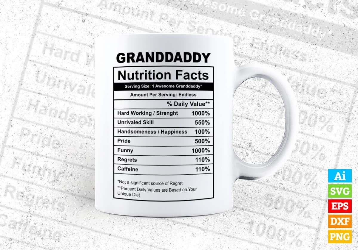 Granddaddy Nutrition Facts Father's Day Editable Vector T-shirt Design in Ai Svg Files