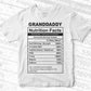 Granddaddy Nutrition Facts Father's Day Editable Vector T-shirt Design in Ai Svg Files
