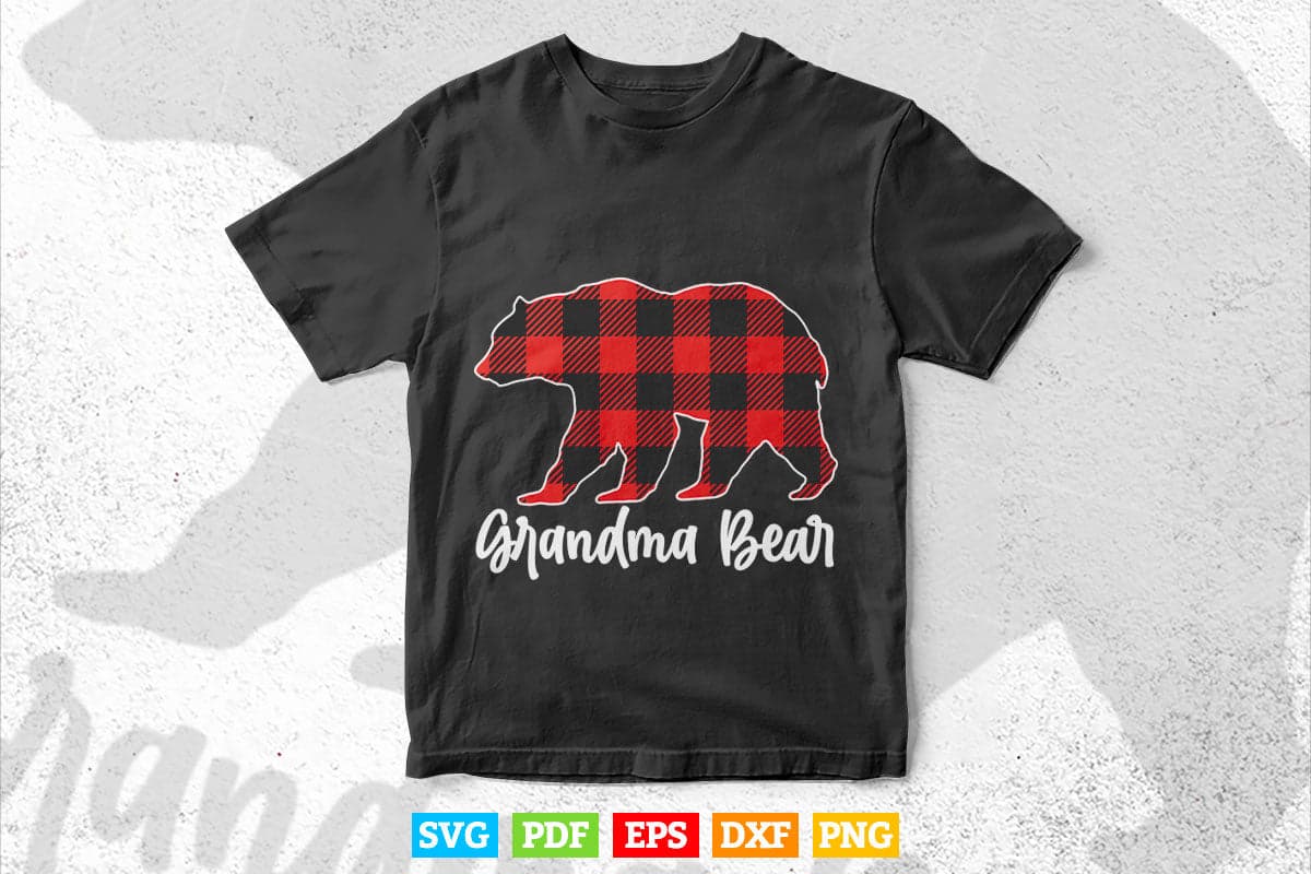 Grandma Bear Red Plaid Christmas Svg Png Cutting Files
