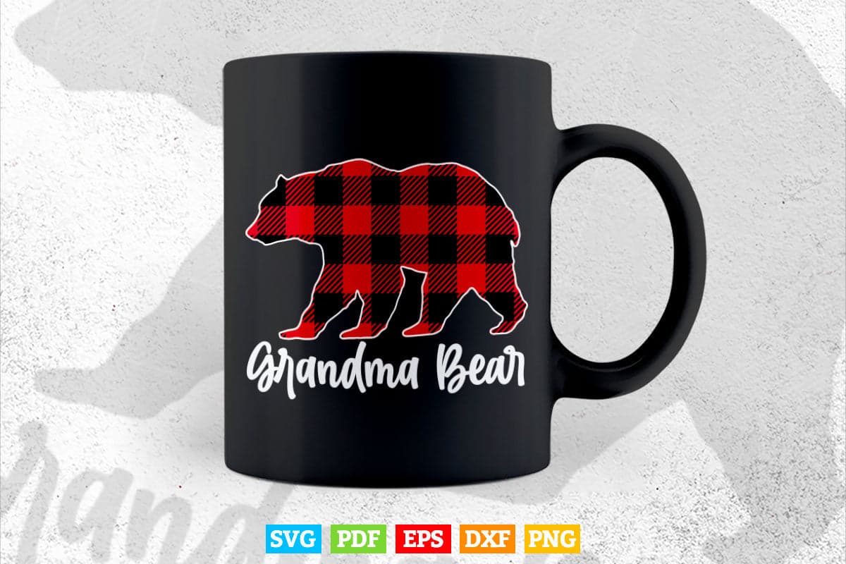 Grandma Bear Red Plaid Christmas Svg Png Cutting Files