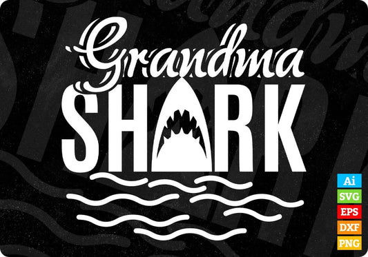 Grandma Shark Family T shirt Design In Svg Png Cutting Printable Files