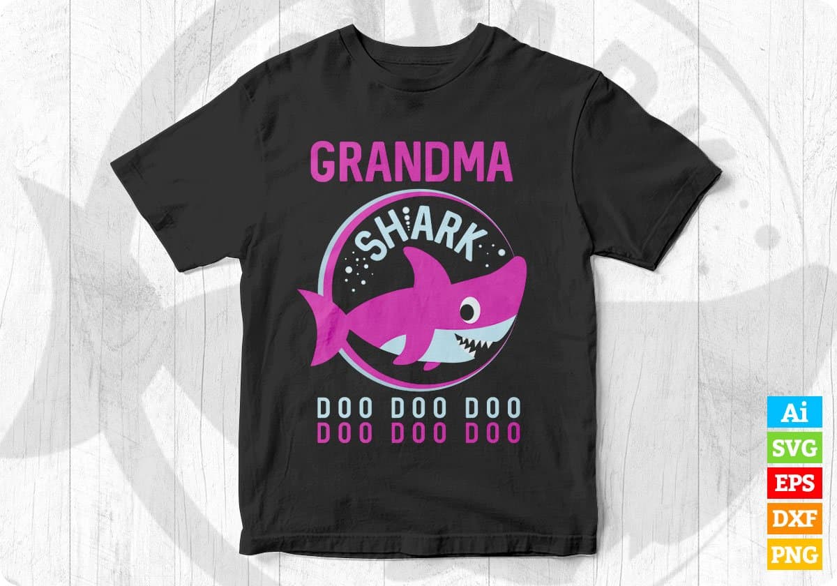 Grandma Shark T shirt Design In Png Svg Cutting Printable Files
