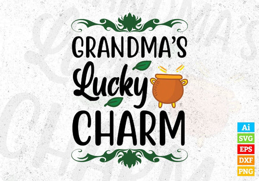 Grandma’s Lucky Charm St Patrick's Day T shirt Design In Svg Png Cutting Printable Files