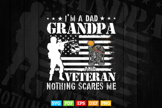 Grandpa Fathers Day I'm A Dad Grandpa Veteran Svg Png Cut Files.