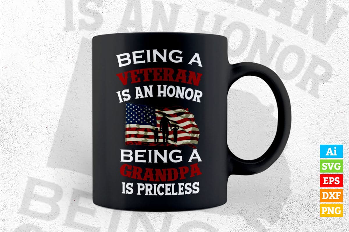 Grandpa Veteran Being a Veteran 4th Of July American Flag Vector T shirt Design in Ai Png Svg Printable Files