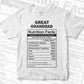 Great Granddad Nutrition Facts Father's Day Editable Vector T-shirt Design in Ai Svg Files