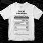 Great Grandpa Nutrition Facts Father's Day Editable Vector T-shirt Design in Ai Svg Files
