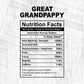 Great Grandpappy Nutrition Facts Father's Day Editable Vector T-shirt Design in Ai Svg Files