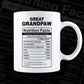 Great Grandpaw Nutrition Facts Father's Day Editable Vector T-shirt Design in Ai Svg Files