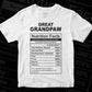 Great Grandpaw Nutrition Facts Father's Day Editable Vector T-shirt Design in Ai Svg Files