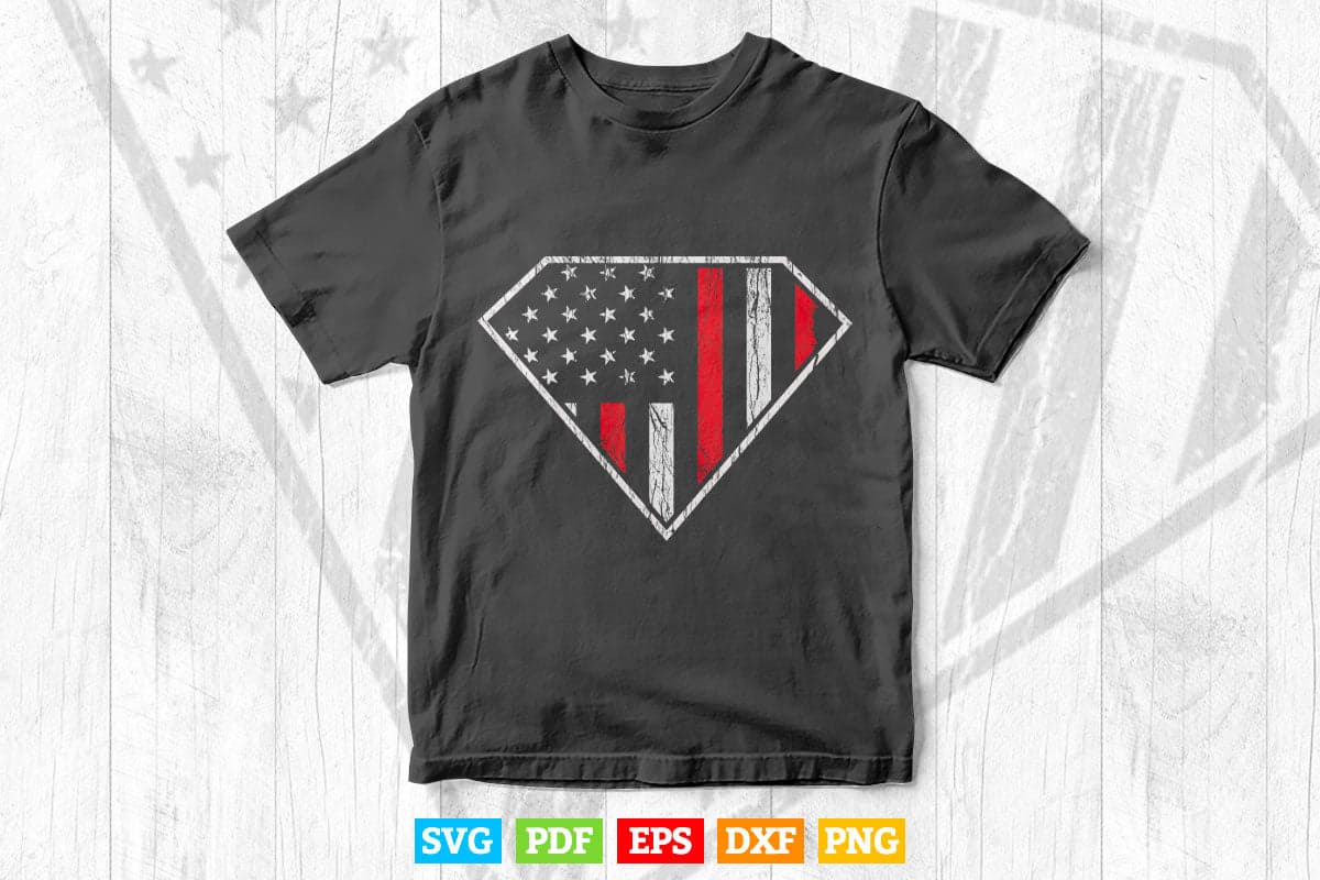 Grunt Style Red Line Crest USA Flag Svg T shirt Design.