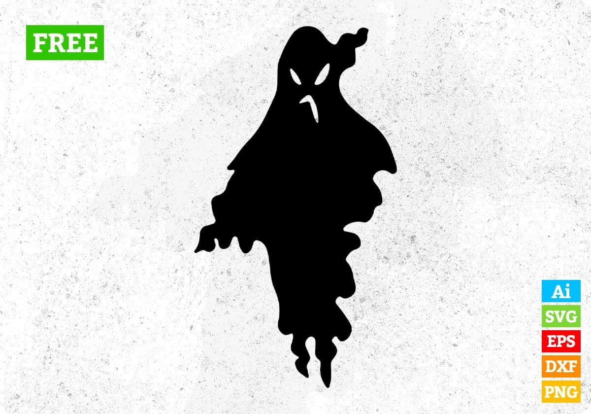 Halloween Ghost Silhouette Vector T shirt Design In Png Svg Cutting Printable Files