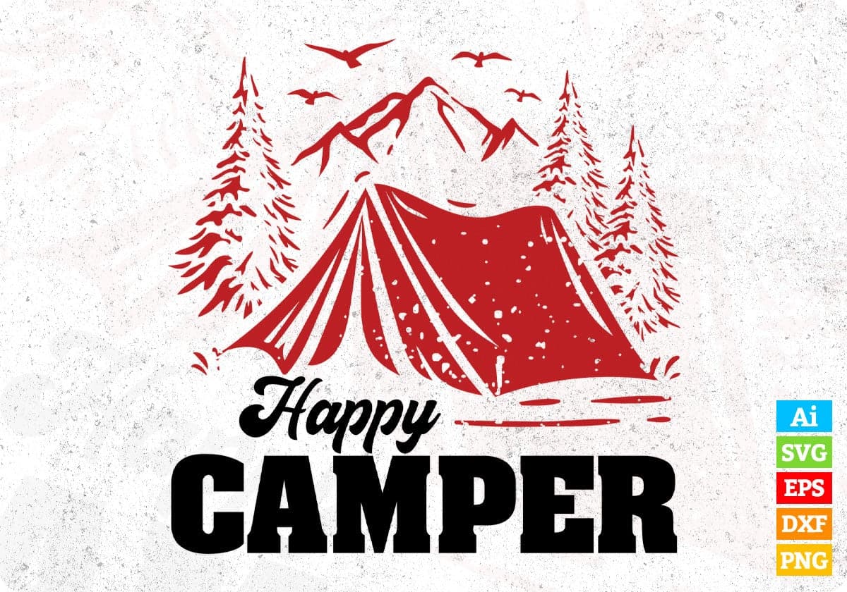 Happy Camper Camping T shirt Design In Svg Png Cutting Printable Files