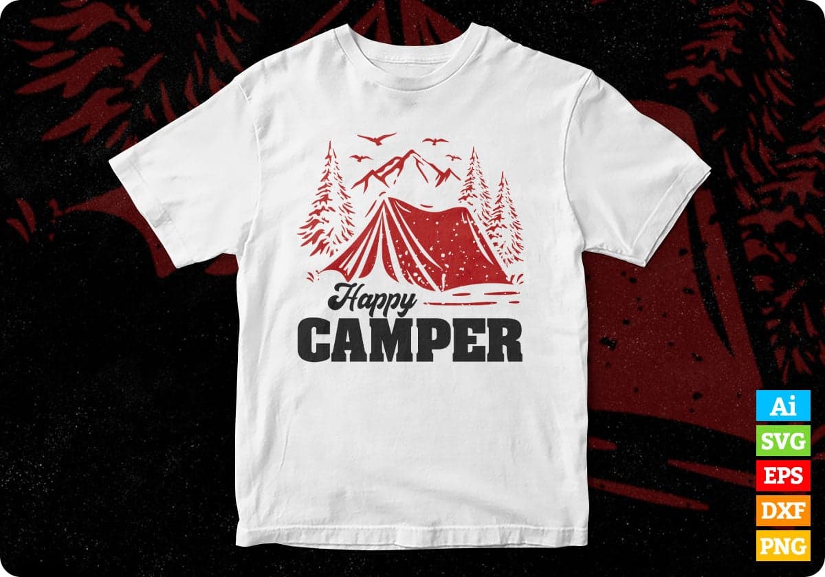 Happy Camper Camping T shirt Design In Svg Png Cutting Printable Files