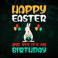 Happy Easter Birthday Bunny Dab Bday Party Men Boys Kids Vector T shirt Design in Ai Png Svg Files.