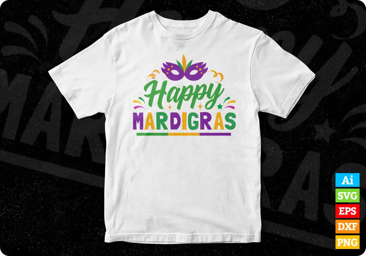 Happy Mardi Gras Editable T shirt Design In Svg Printable Files